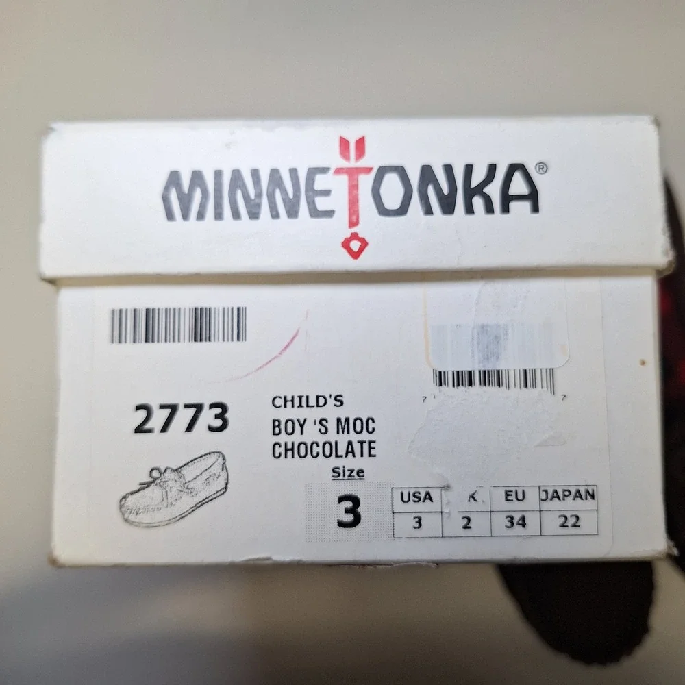 Minnetonka Child Boys Moccasins Shoes Chocolate Brown Size 3 Suede‎ Native Finge